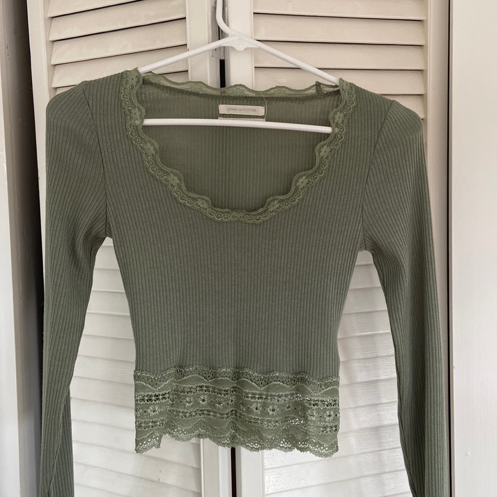 Lace urban outfitters long sleeve crop top